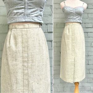Vintage Pale Green Midi Pencil Skirt